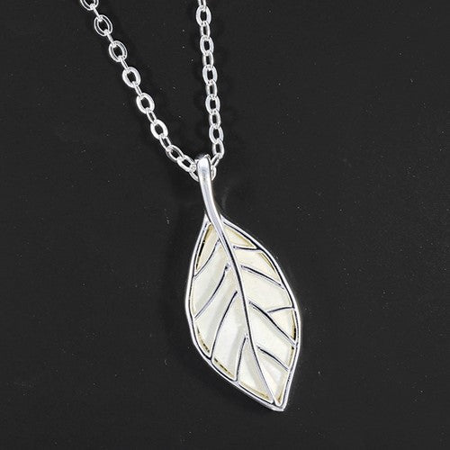 Back To Nature Mother Of Pearl Silver Plated Leaf Necklace