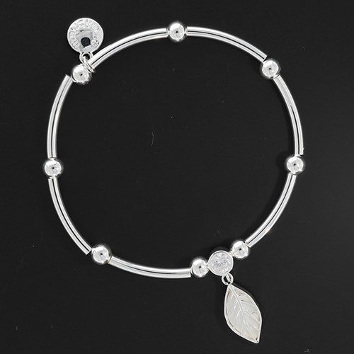 Back To Nature Mother Of Pearl Silver Plated Leaf Bracelet
